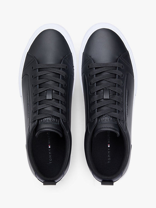 Contrast Midsole Debossed Leather Trainers