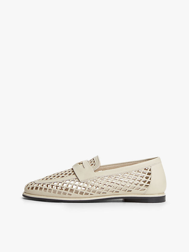 Cutout Leather Penny Loafers