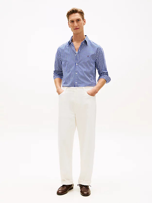 Flex Regular Fit Gingham Check Poplin Shirt