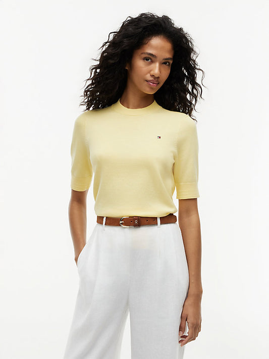 Fine Knit Jersey Short Sleeve Jumper