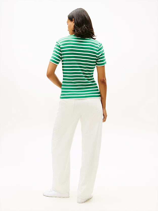 Flag Embroidery Slim Crew Neck T-Shirt