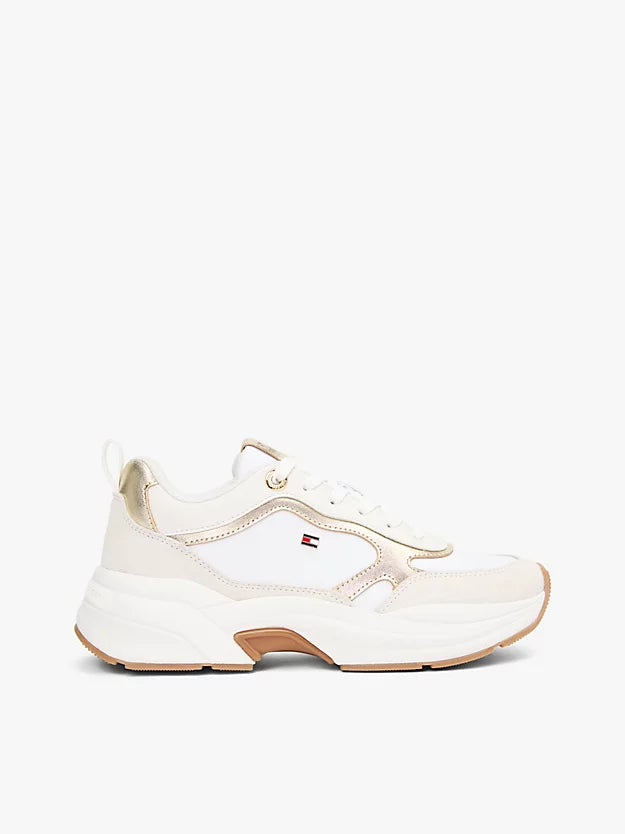 Metallic Leather Chunky Trainers