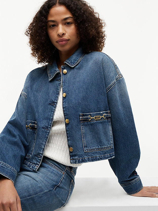 Flag Horsebit Relaxed Denim Jacket