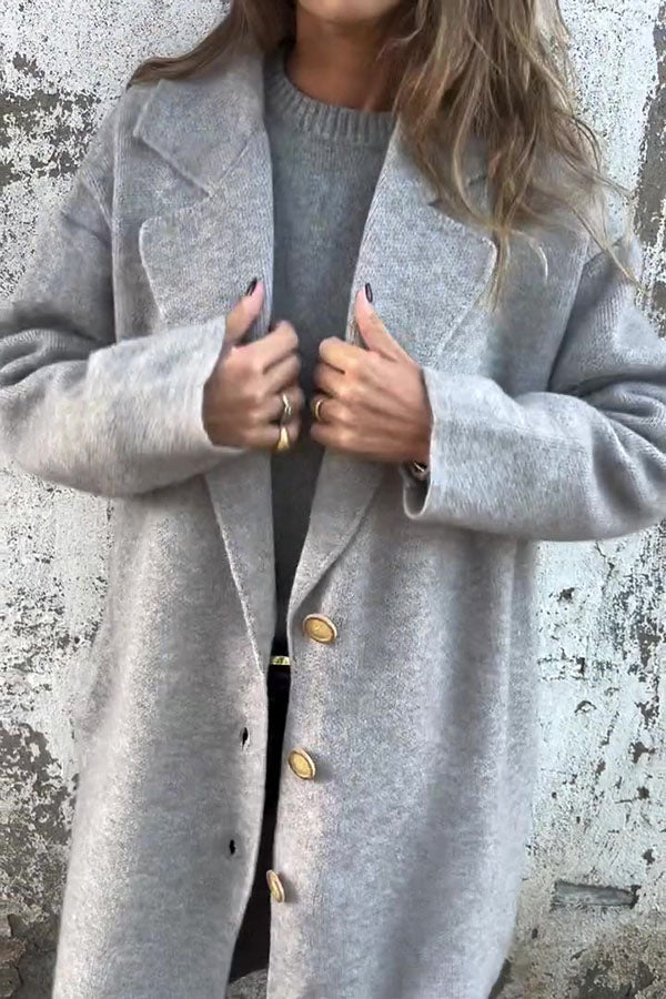 RÄUMUNGSVERKAUF🔥Einfarbige legere Langarmjacke mit Revers – 48 % RABATT