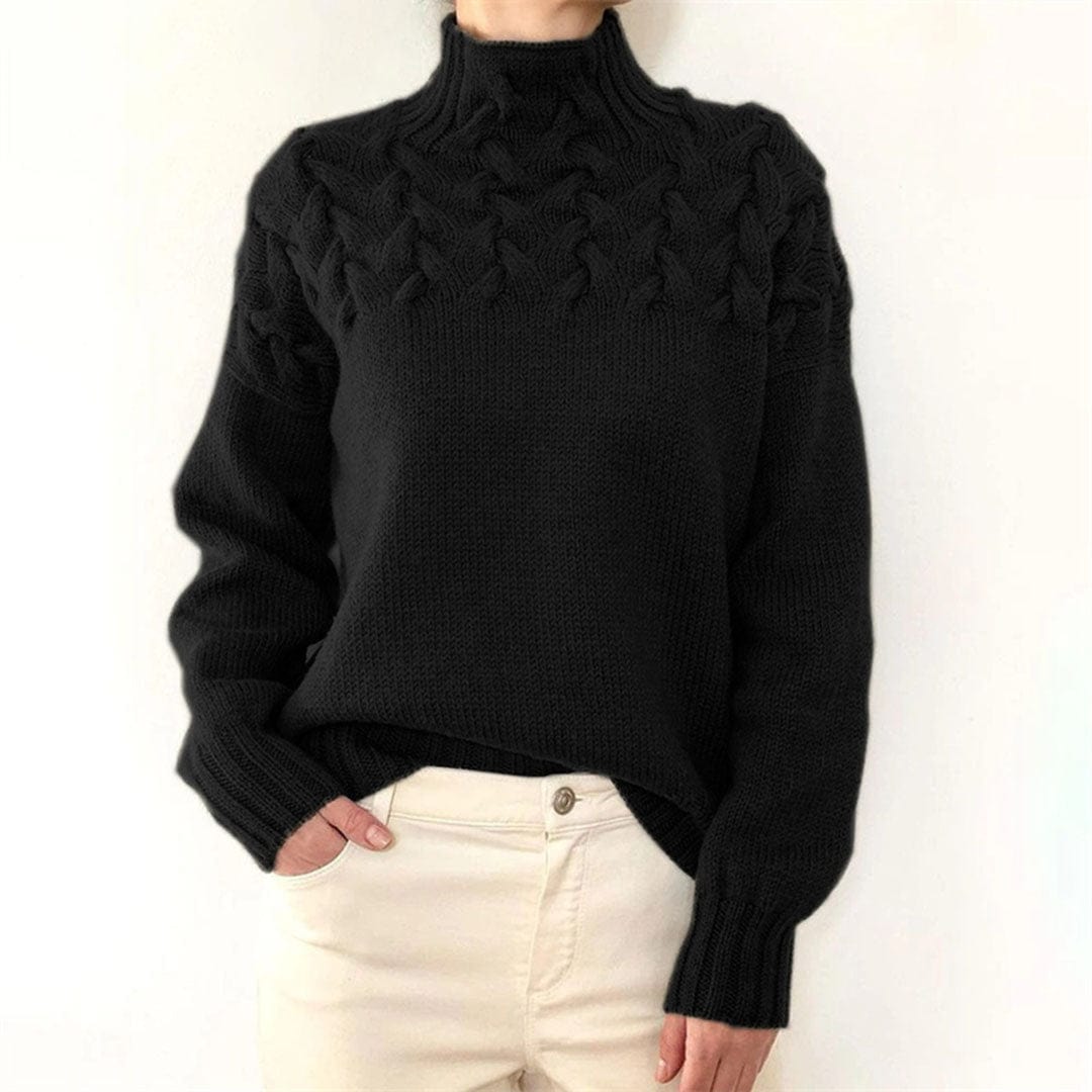 Pull Femme Col Roulé Tricot Torsadé Hiver