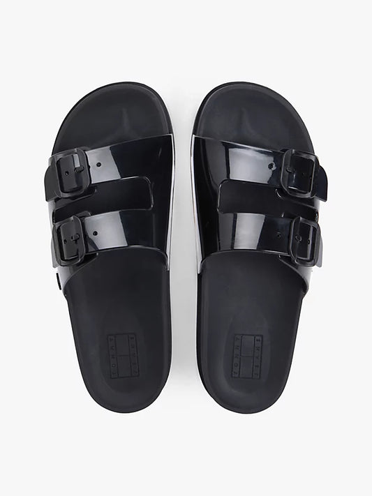 Double Buckle Strap Jelly Slides