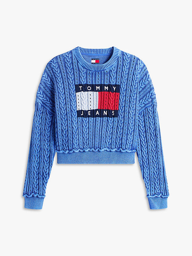 Intarsia Flag Badge Cable Knit Jumper