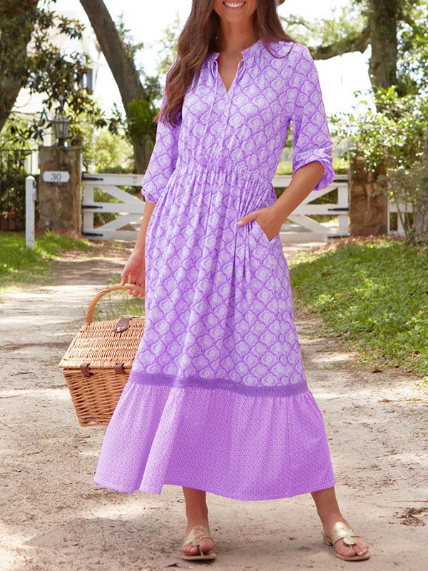 NOUVEAU🔥 Robe imprimée à col rond avec cordon de serrage