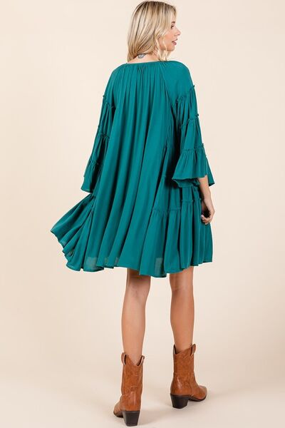 Robe Mittoshop à volants, col lavallière et manches cloche