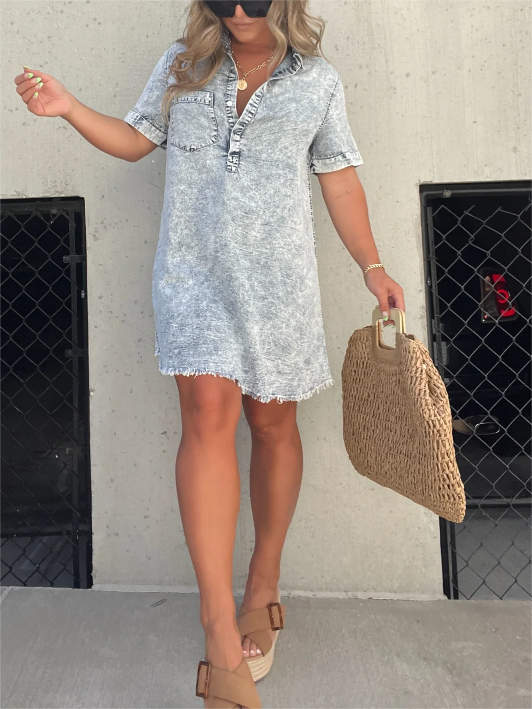 Nouvelle robe chemise lavée pour femme (2 achetées, livraison gratuite)