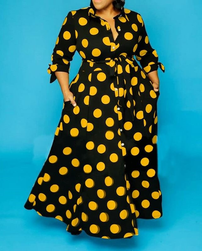Robe longue élégante à pois pour femme (achetez-en 2, livraison gratuite)