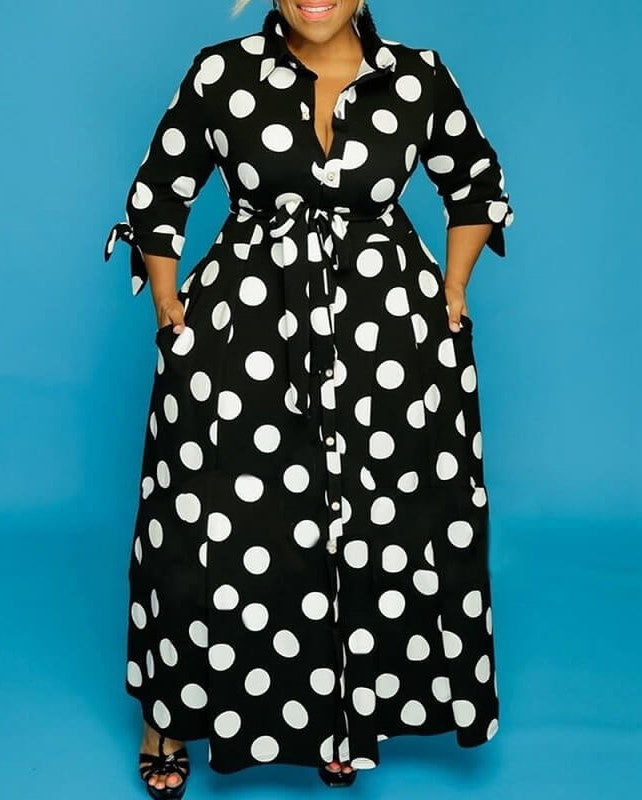 Robe longue élégante à pois pour femme (achetez-en 2, livraison gratuite)