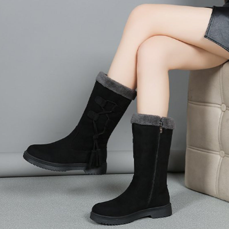 Damen Warme Wadenhohe Stiefel mit seitlichem Reißverschluss 🔥Direkt 50% Rabatt, Preis-Leistungs-Sieger! Dieses Angebot ist der Hammer!